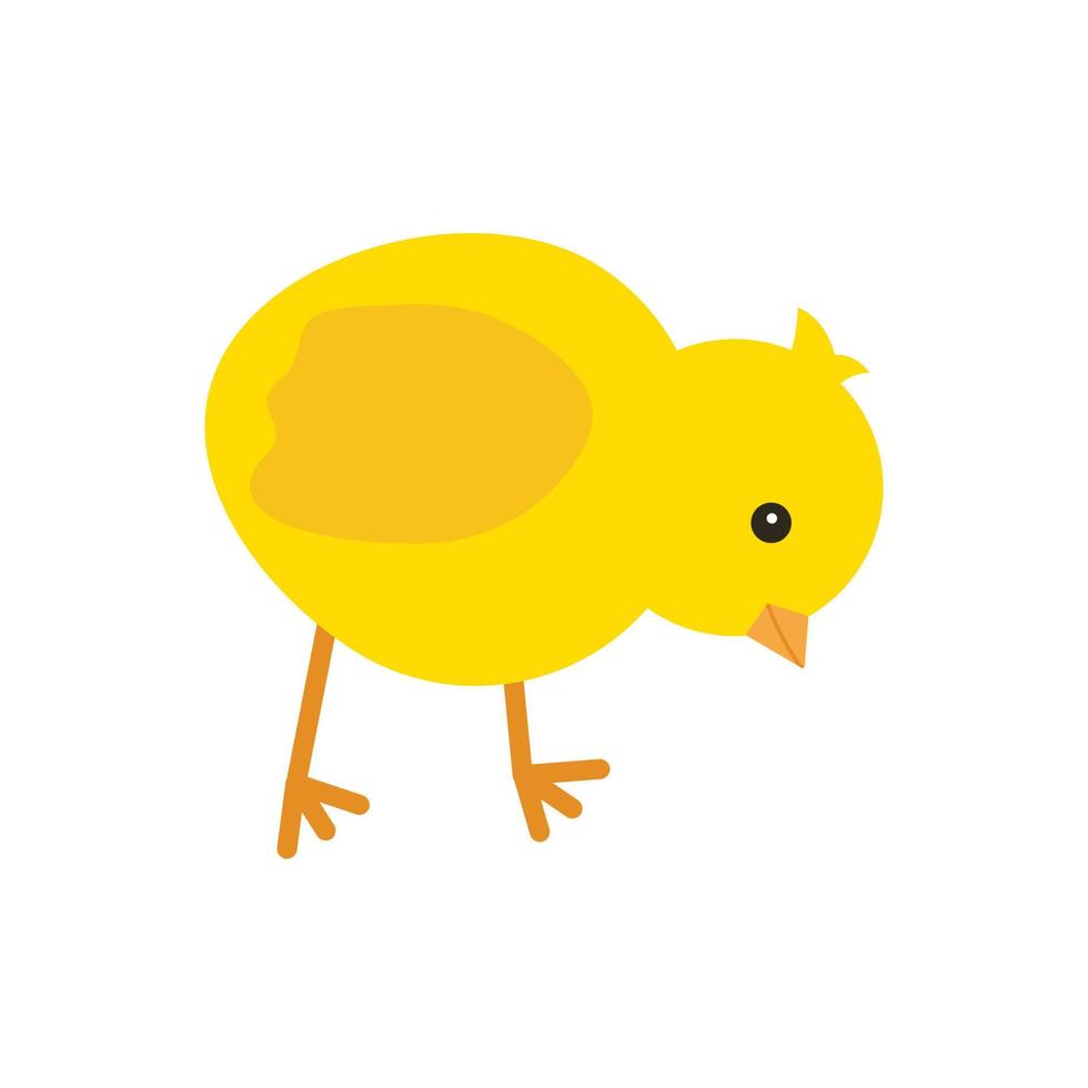 lindo pollo amarillo para el diseño de Pascua. pequeño pollito amarillo de dibujos animados. ilustración vectorial aislado sobre fondo blanco vector