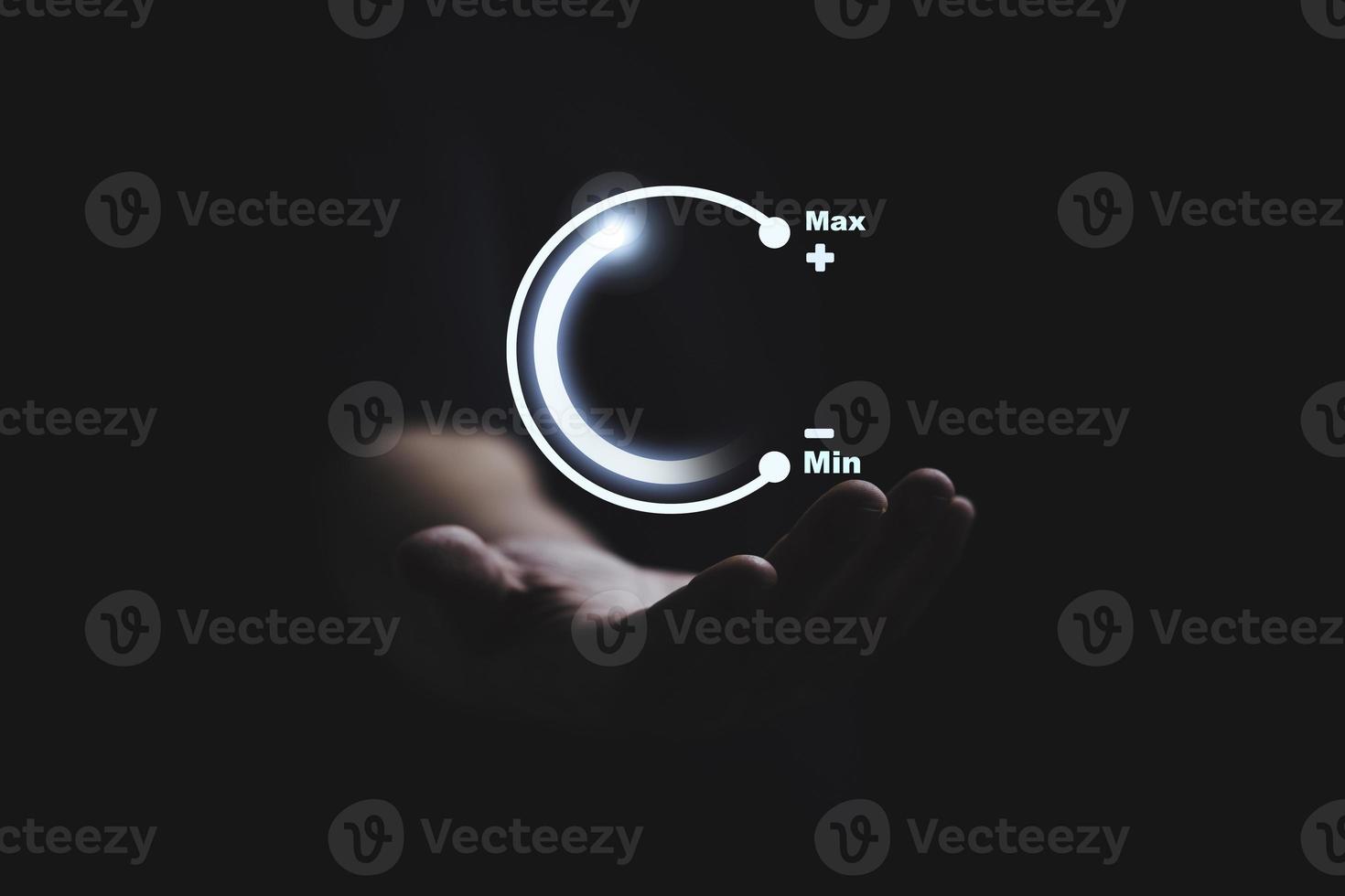 Businessman holding virtual download icon progress for increasing value added to business product and service concept. photo