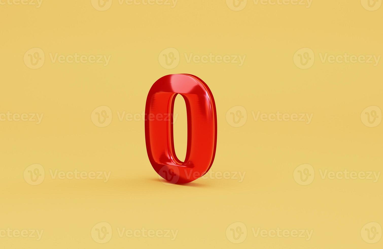 Red zero percentage or 0 percent for special offer of shopping department store and discount concept by 3d render. photo