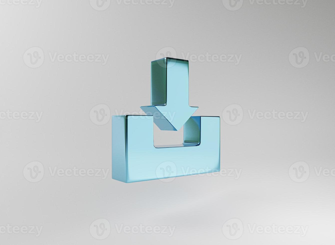 Isolate of glossy blue download sign for technology and innovation sharing concept by 3d render. photo