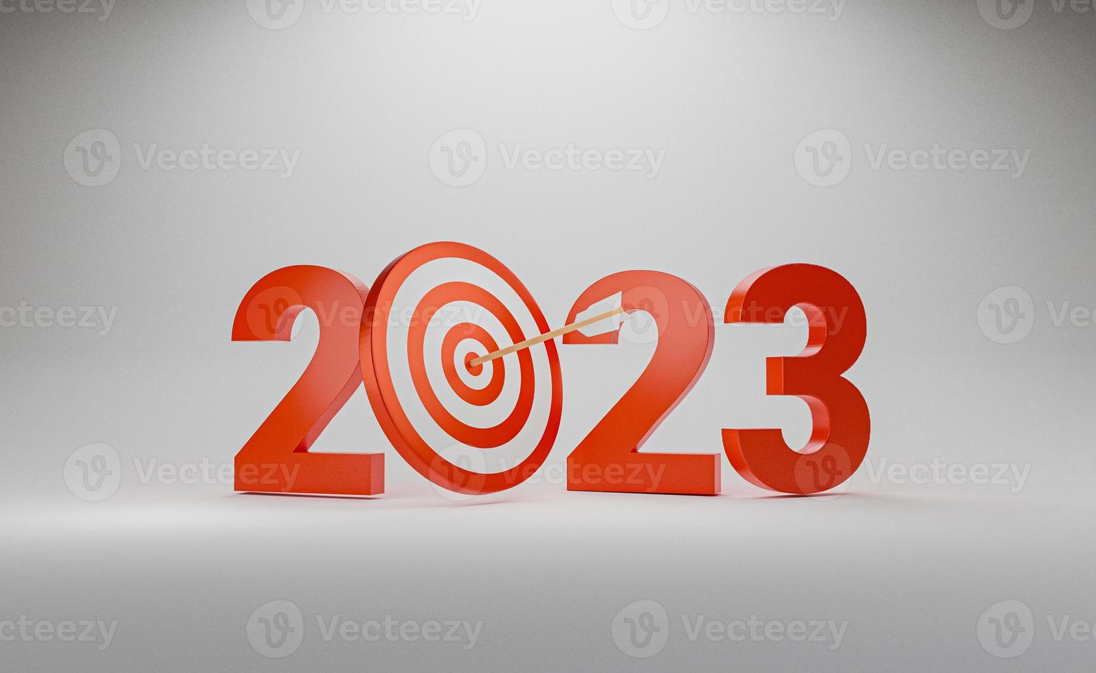 2023 year with dartboard for setup business goal objective target of start new year concept by 3d render. photo