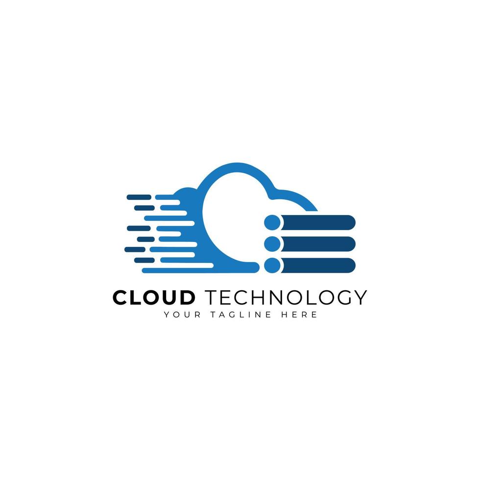 cloud technology logo design template vector