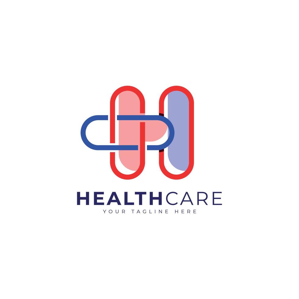 healthcare logo design letter mark H monogram logo design vector