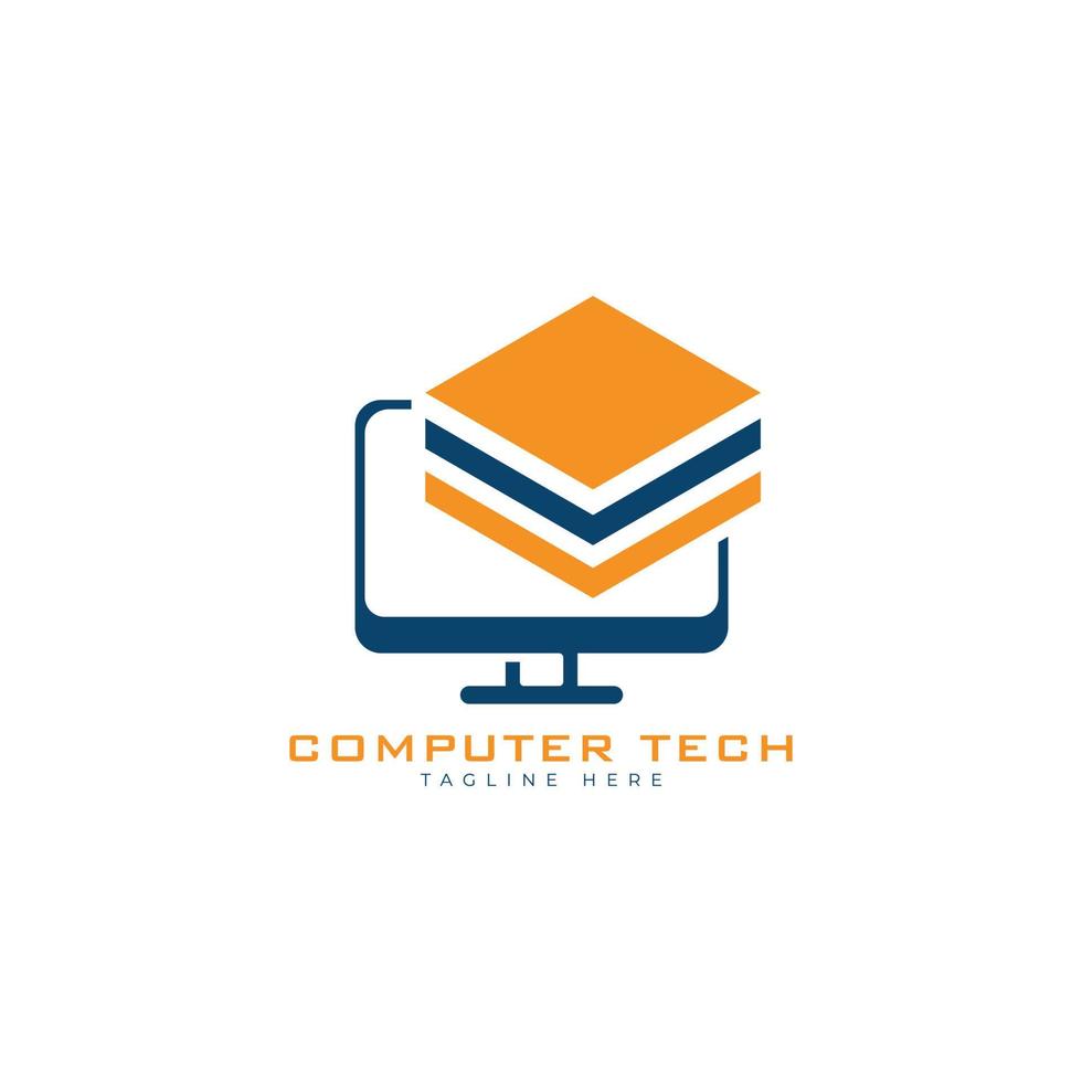 computer data technology logo design template vector