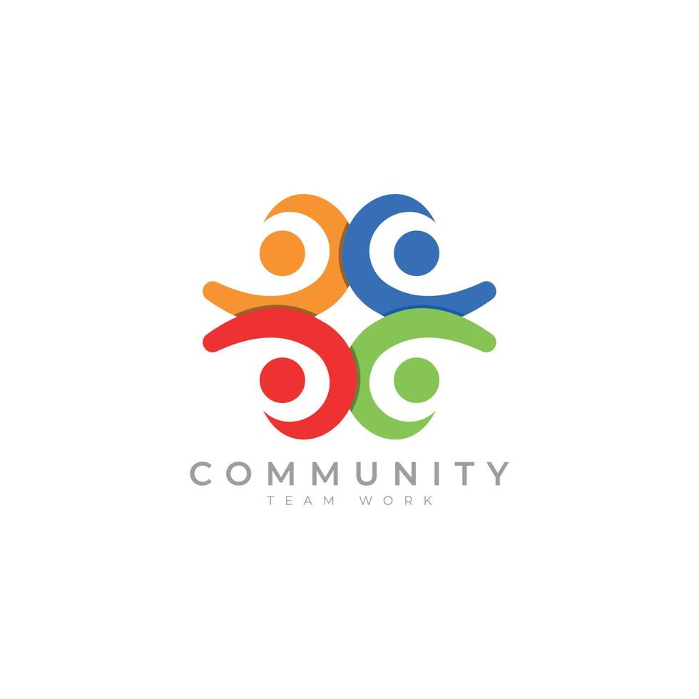 human community logo design template teamwork logo vector