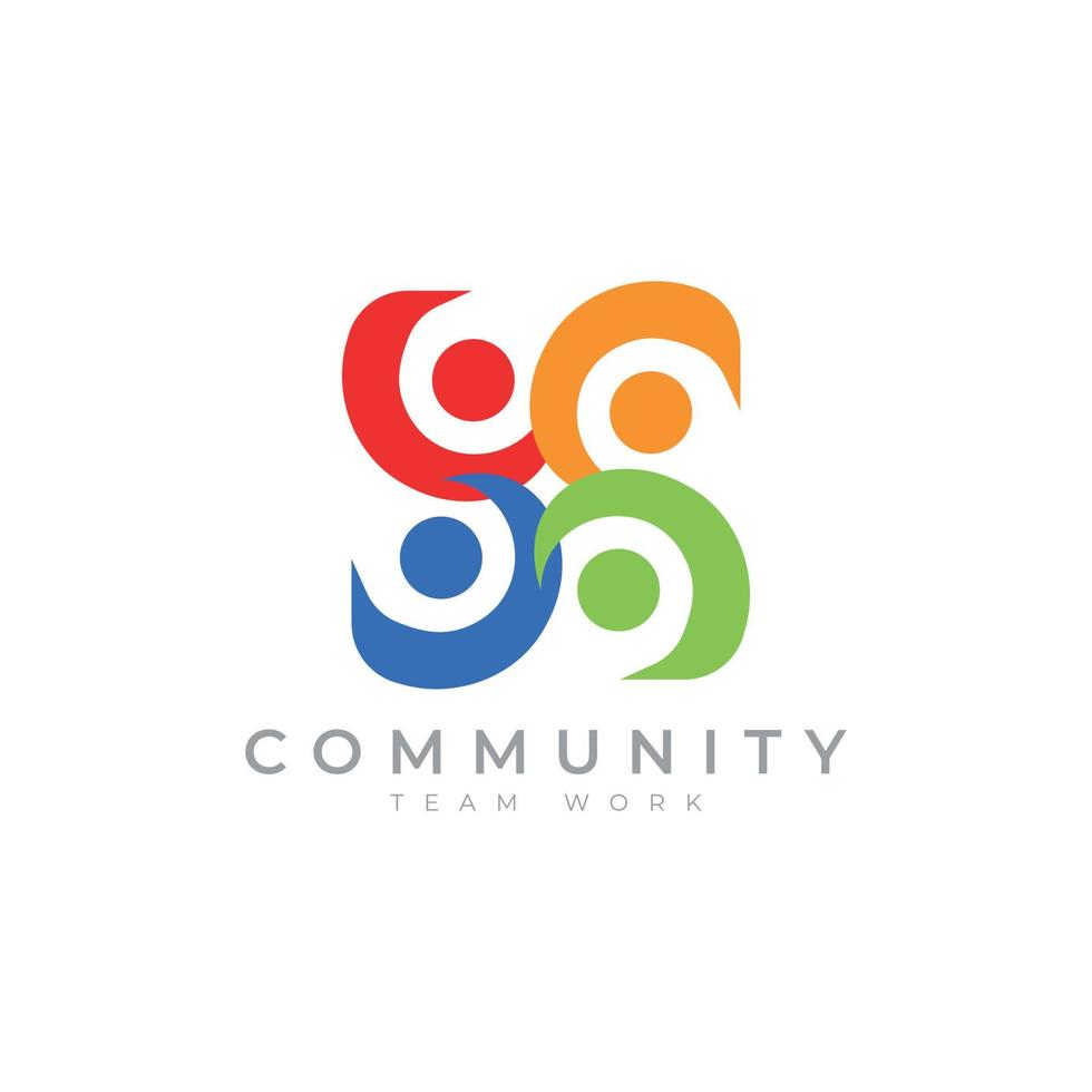 human community logo design template teamwork logo vector