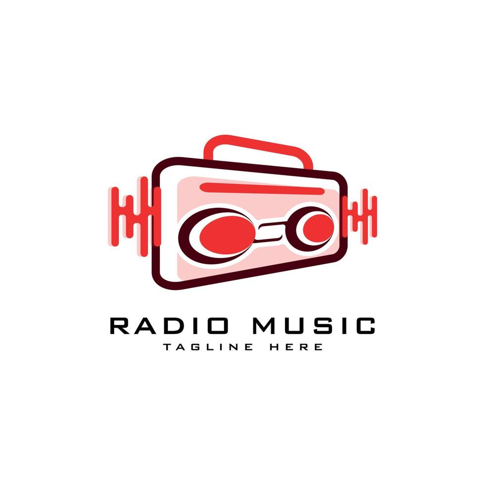 radio music logo design concept template vector