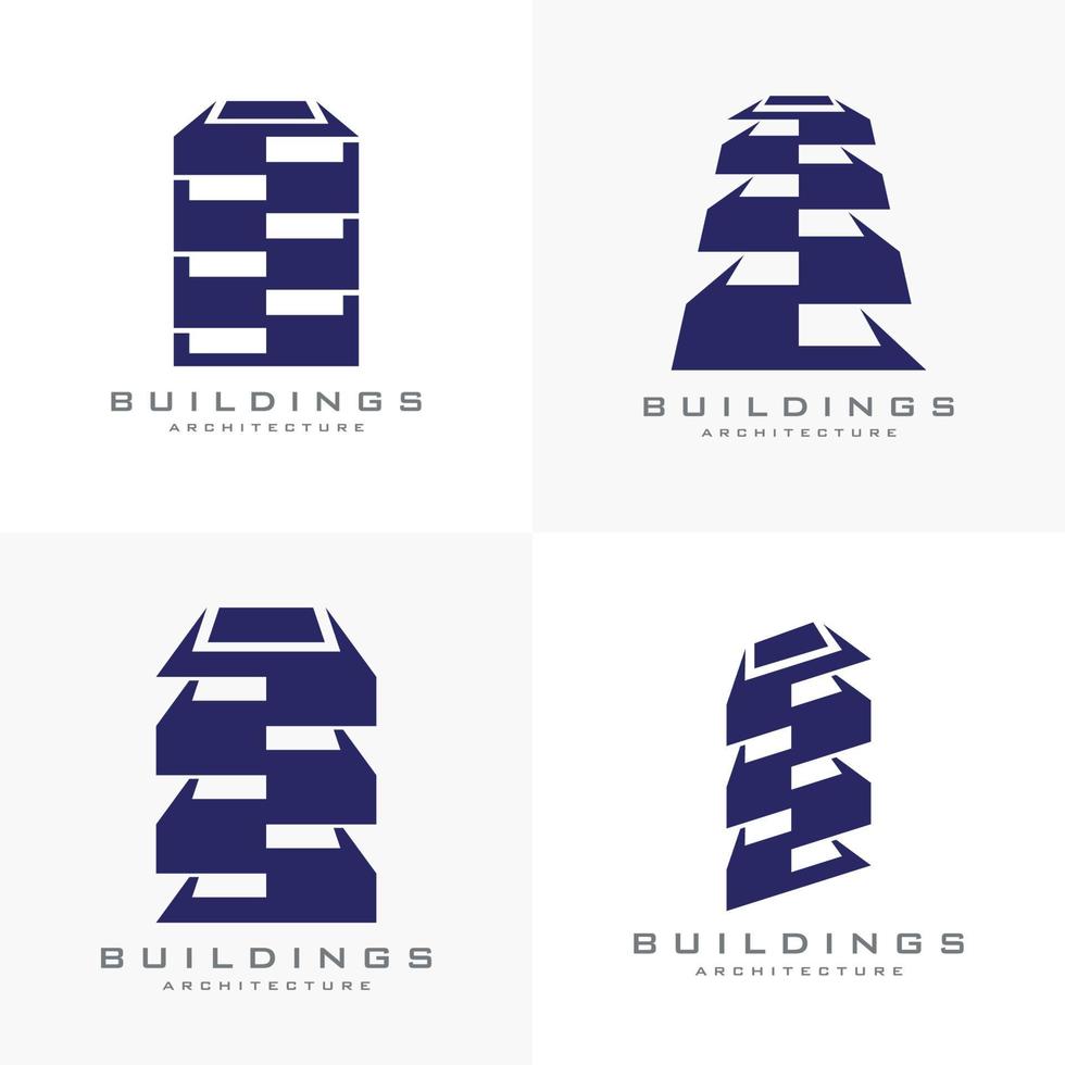 colección de logotipos de edificios arquitectura industria inmobiliaria. vector