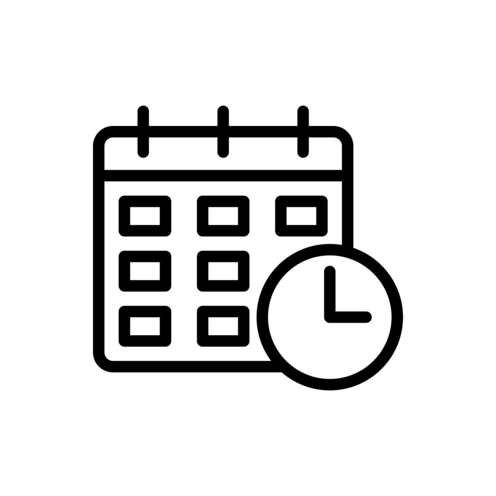 calendar with clock vector icon