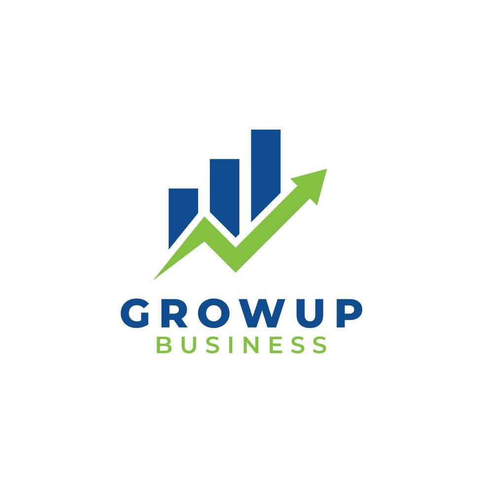 statistics business chart bar with arrow up logo design vector