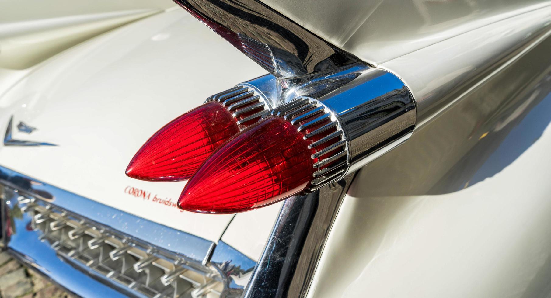 Bruges, West Flanders, Belgium, 2015. Cadillac Wedding Car in Market Square photo