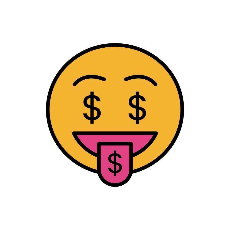 money mouth emoticon vector icon