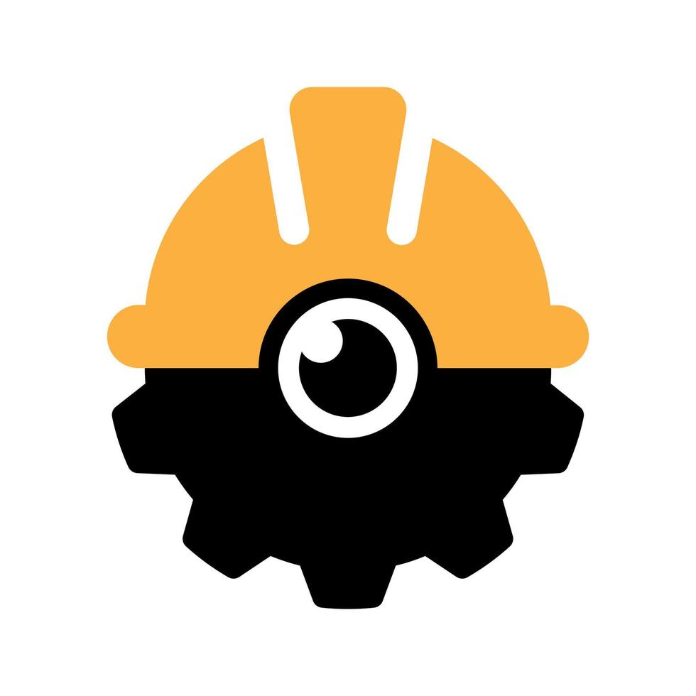 construction helmet and gear logo design vector