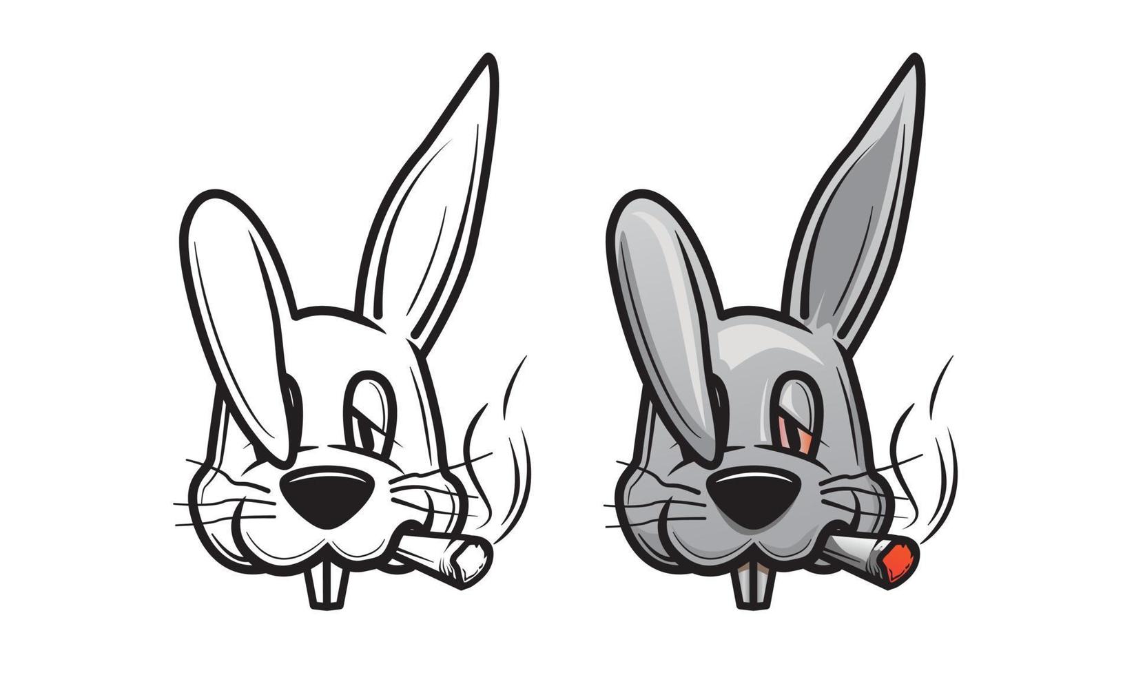 smoking rabbit head vector illustration