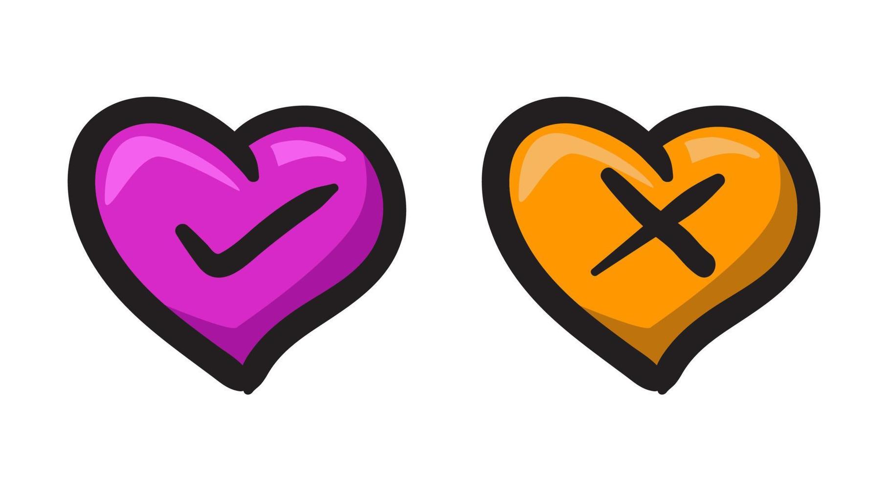 vector illustration  hand drawn  checklist and cross in heart shape