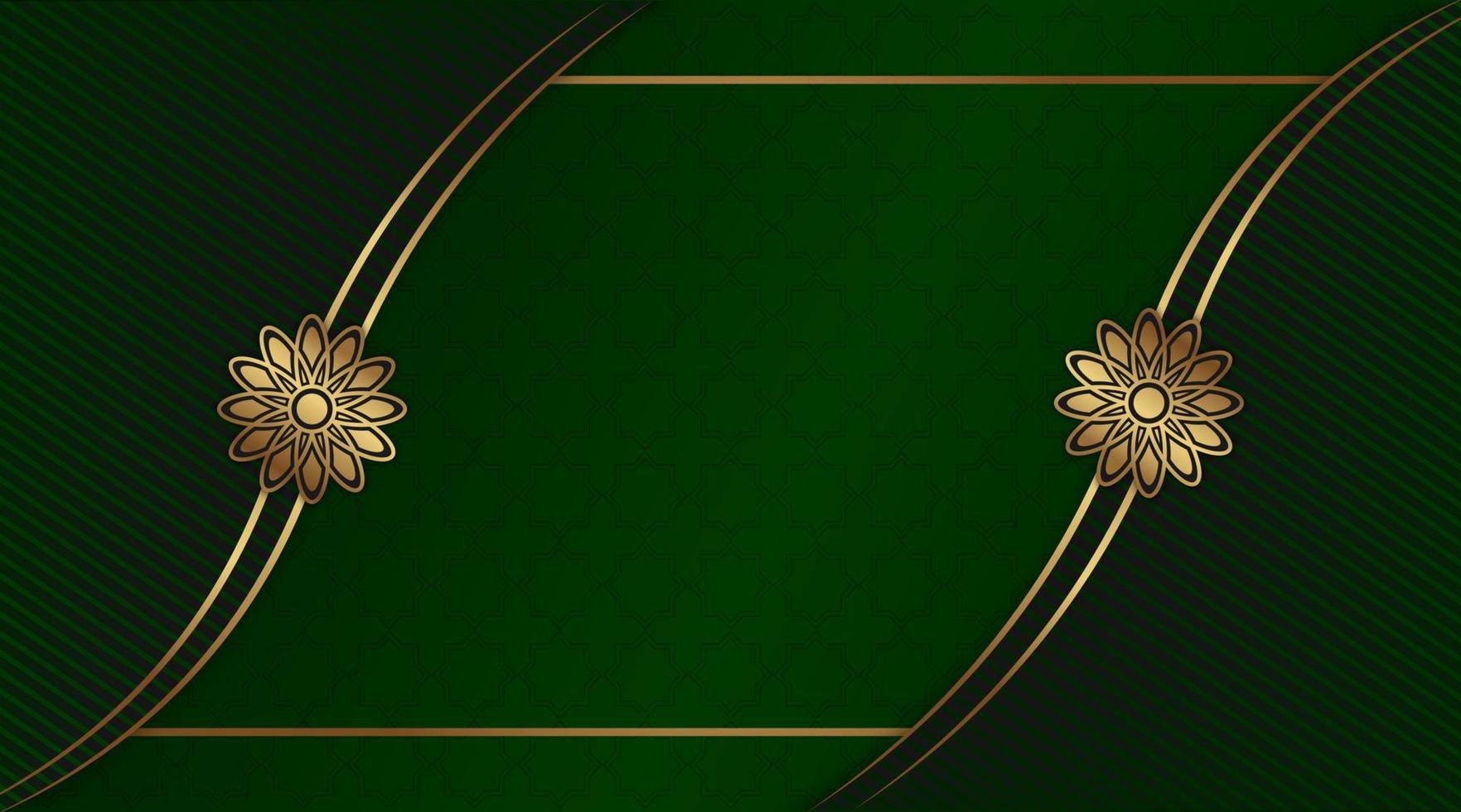 luxury green background, with gold decoration vector