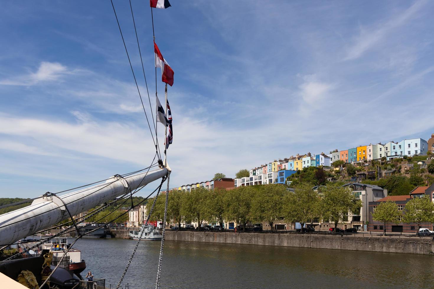 BRISTOL, UK, 2019. View of colourful buildings from the SS Great Britain photo