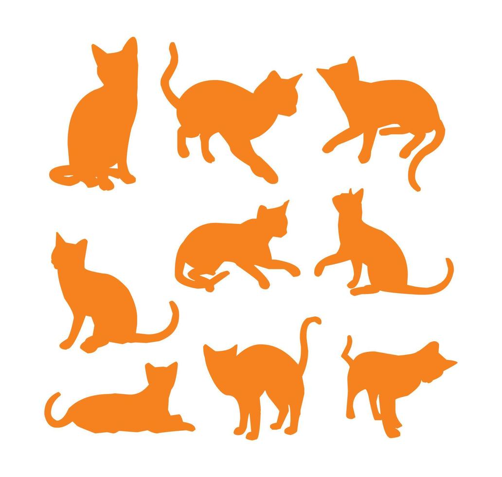 Silhouettes of cat Editable color vector