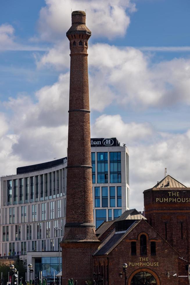 LIVERPOOL, UK, 2021. Old and new buildings in the docks, photo