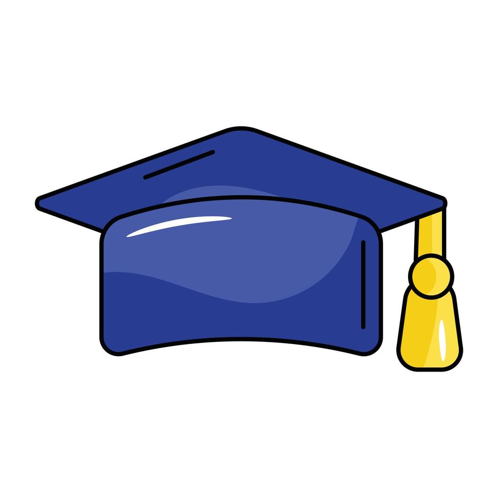 Flat icon of mortarboard is denoting the concept of graduation vector