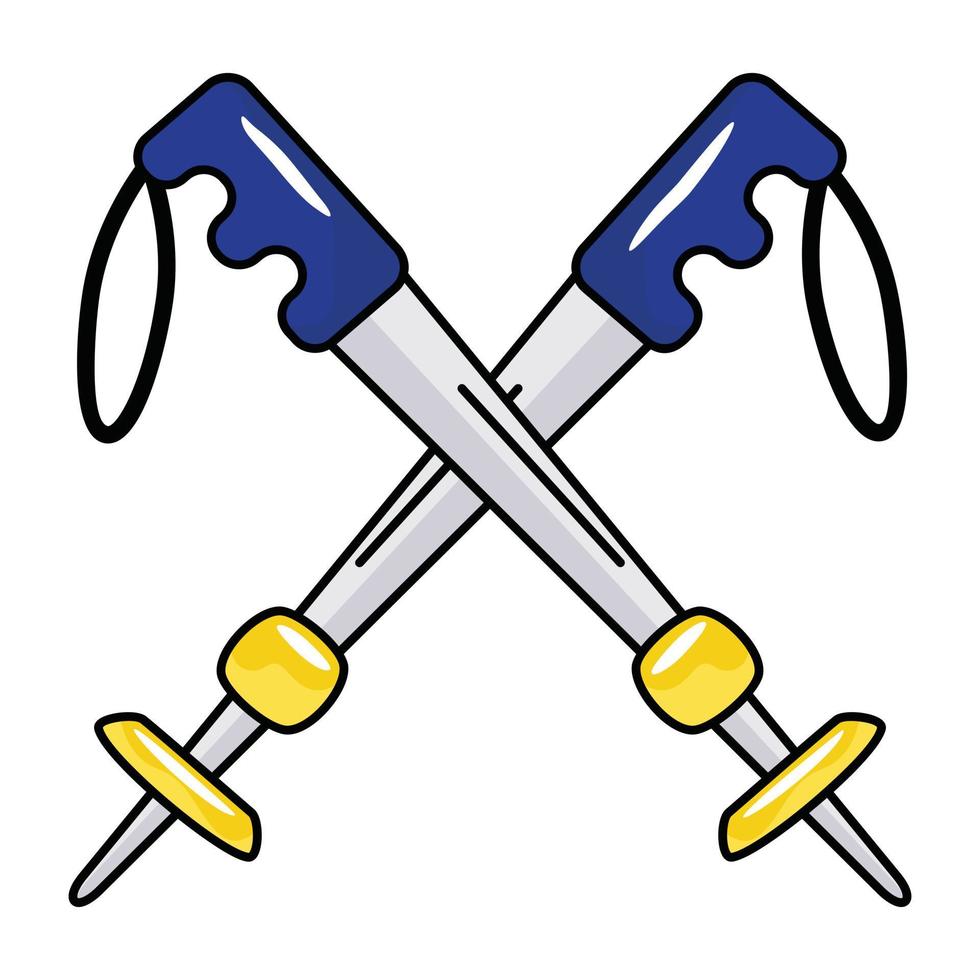 icono moderno de bastón de esquí en estilo plano vector