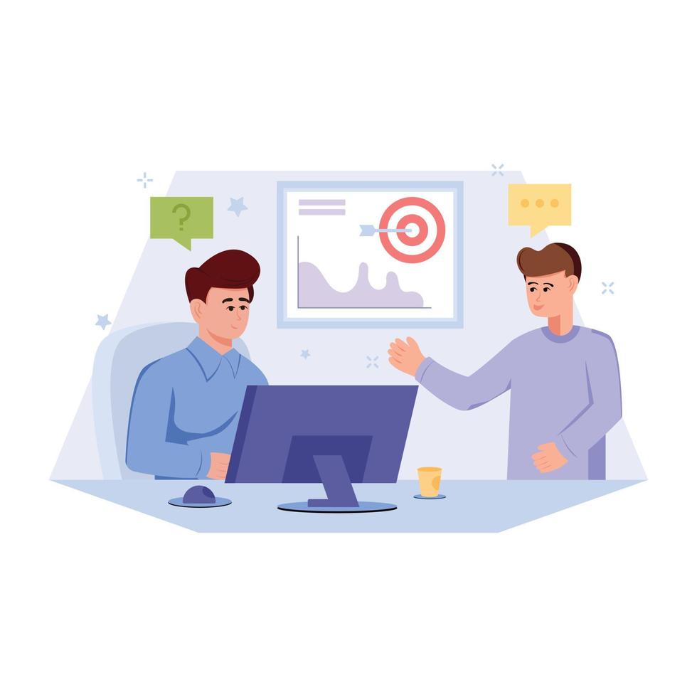 An editable illustration of business meeting in flat style vector