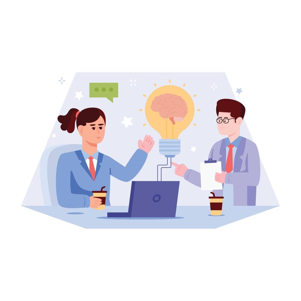 Check this flat illustration of project discussion vector