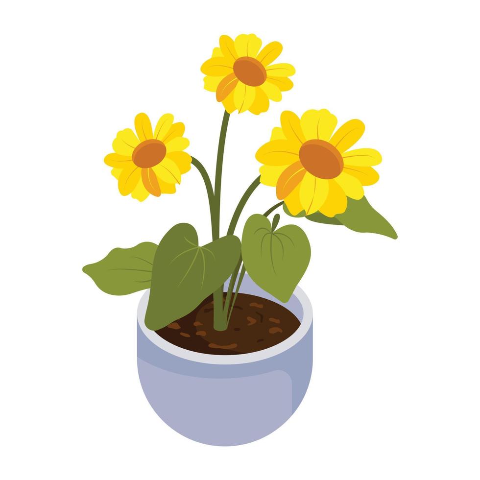 Have a look at this isometric icon of flower pot vector