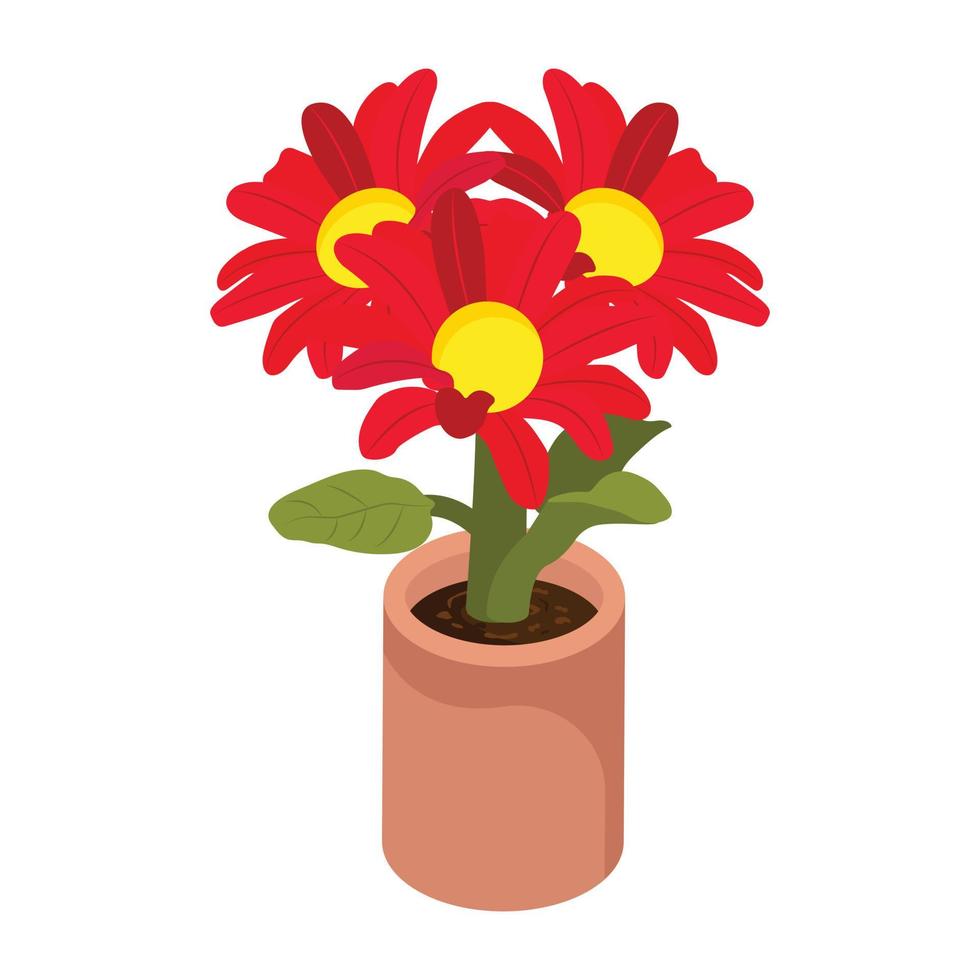 Have a look at this isometric icon of flower pot vector