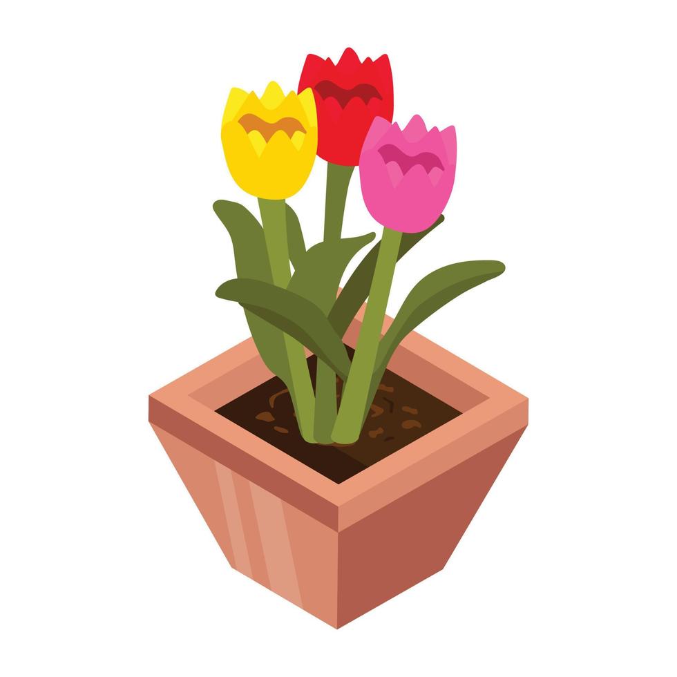 Have a look at this isometric icon of flower pot vector