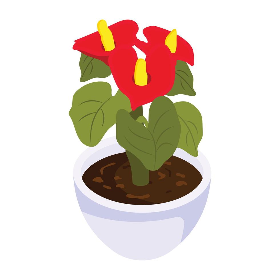 Have a look at this isometric icon of flower pot vector