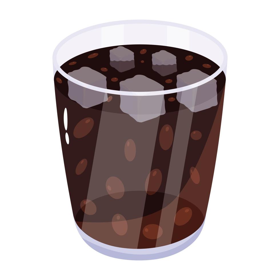 Chilled beverage, an isometric icon of cold drink vector