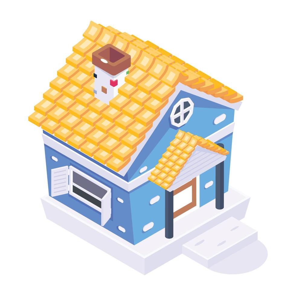 A trendy isometric icon of cottage vector