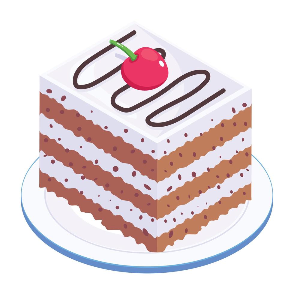 Catch a sight of this isometric icon of chocolate cake vector