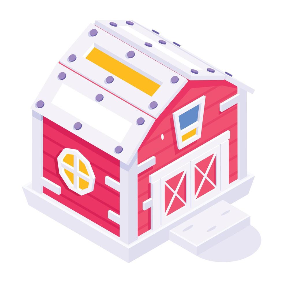 A trendy isometric icon of cottage vector