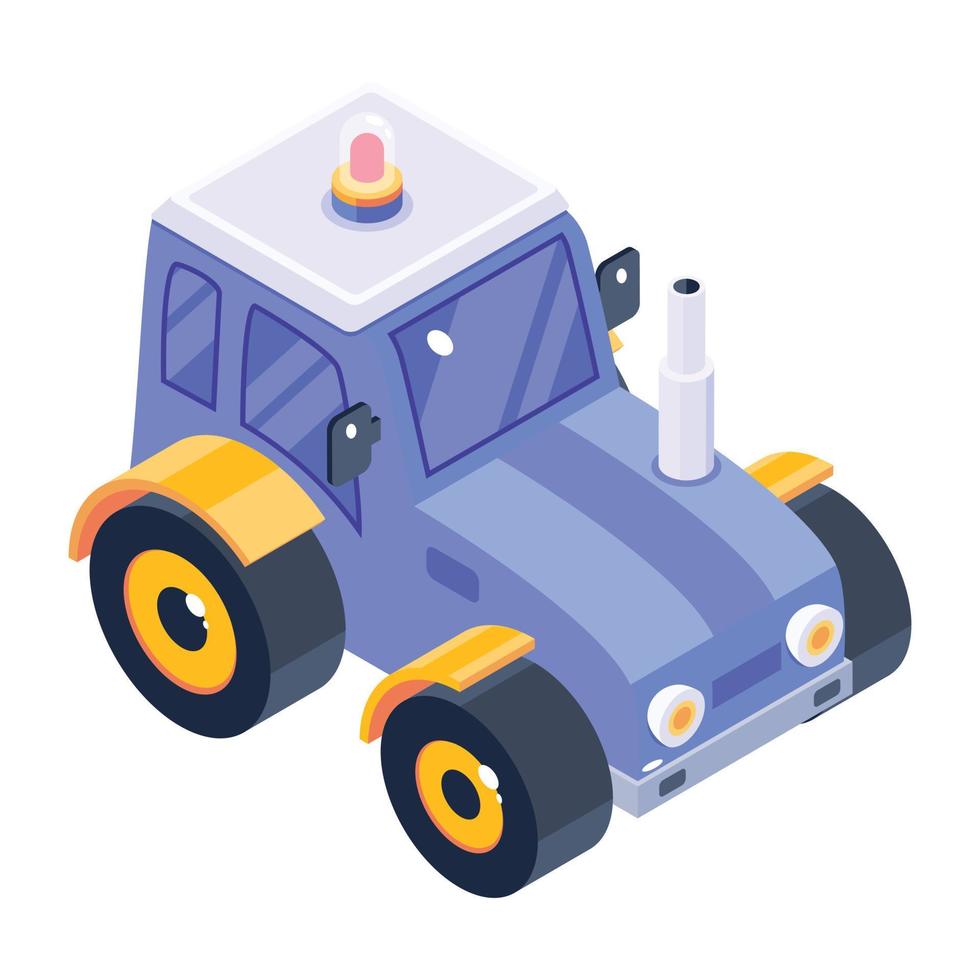 Farming vehicle, an isometric icon of tractor vector