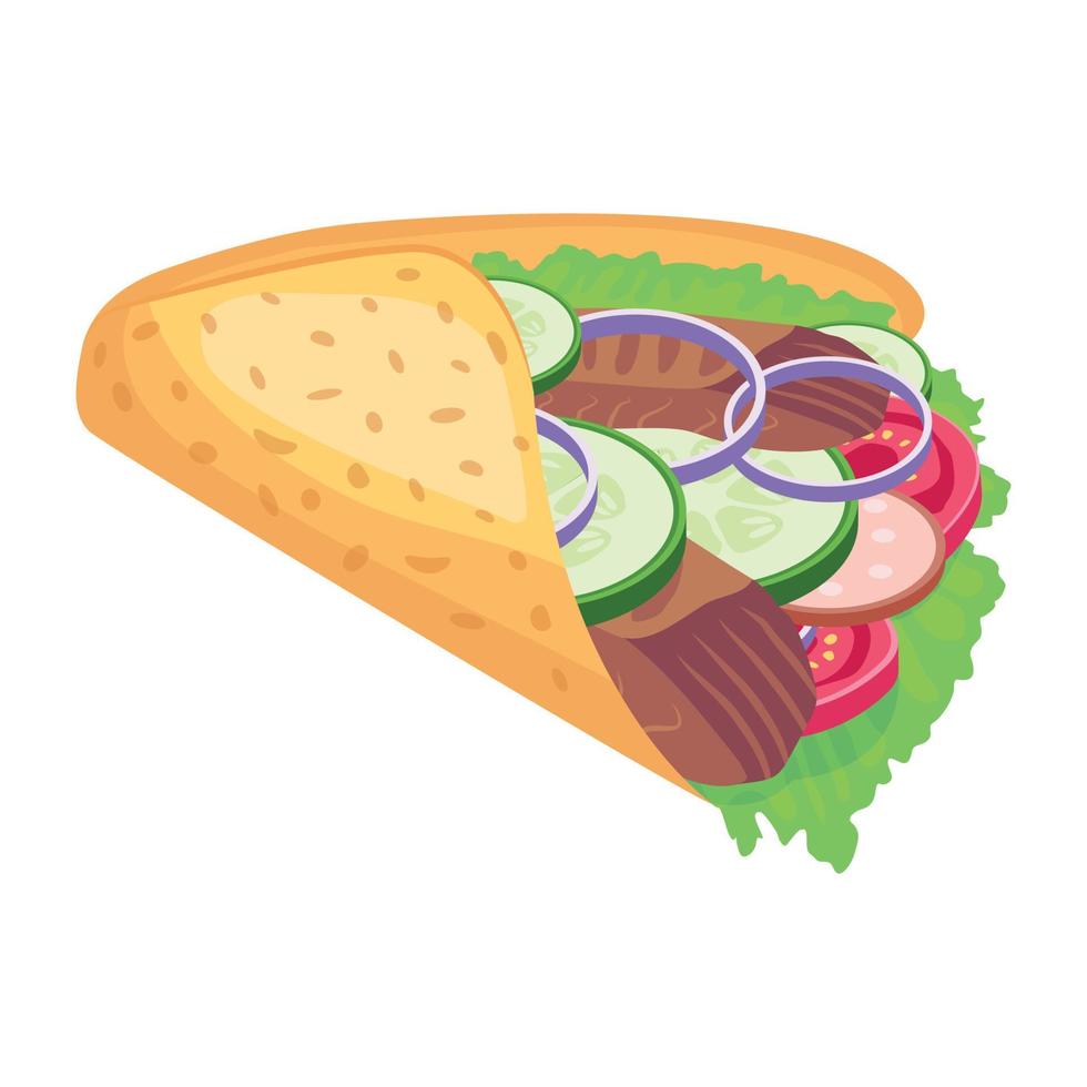 A well-designed isometric icon of taco vector