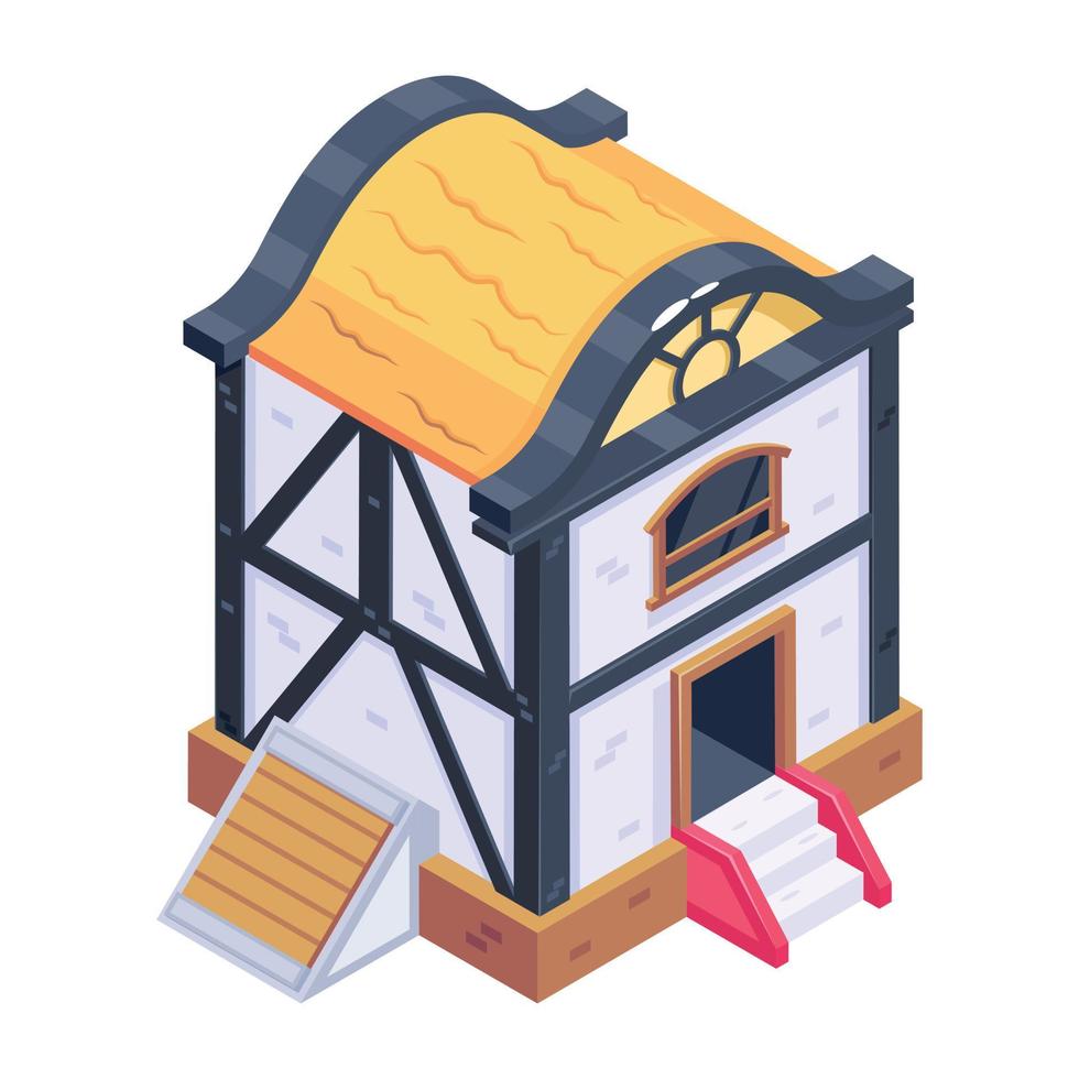 A trendy isometric icon of cottage vector