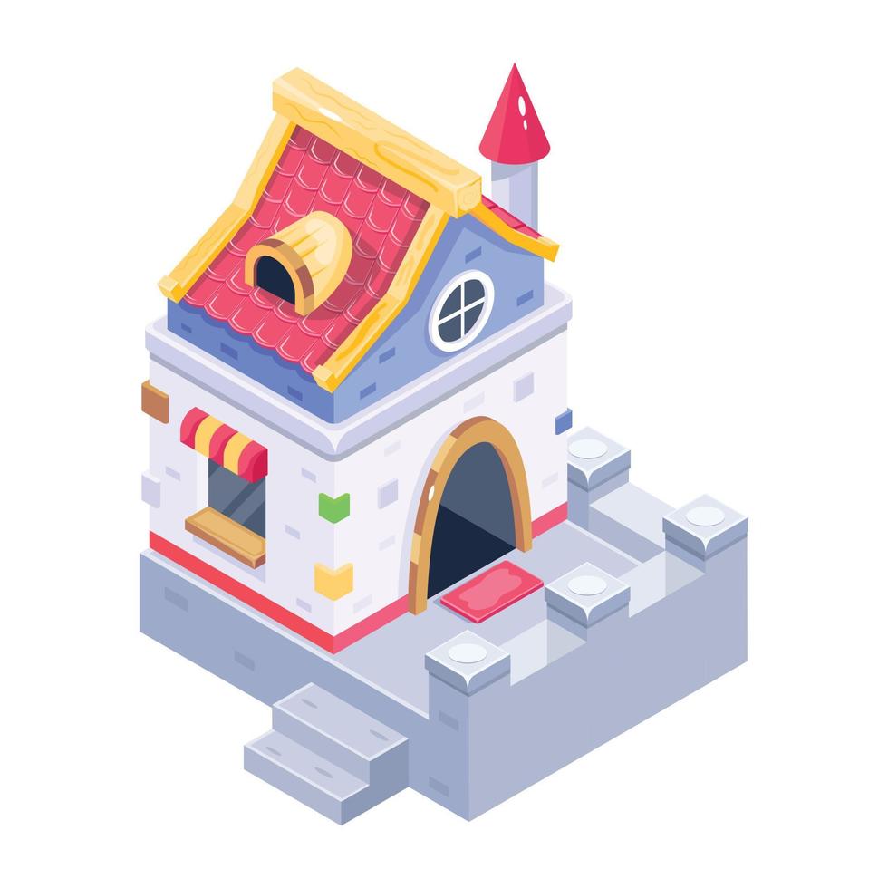 A trendy isometric icon of cottage vector