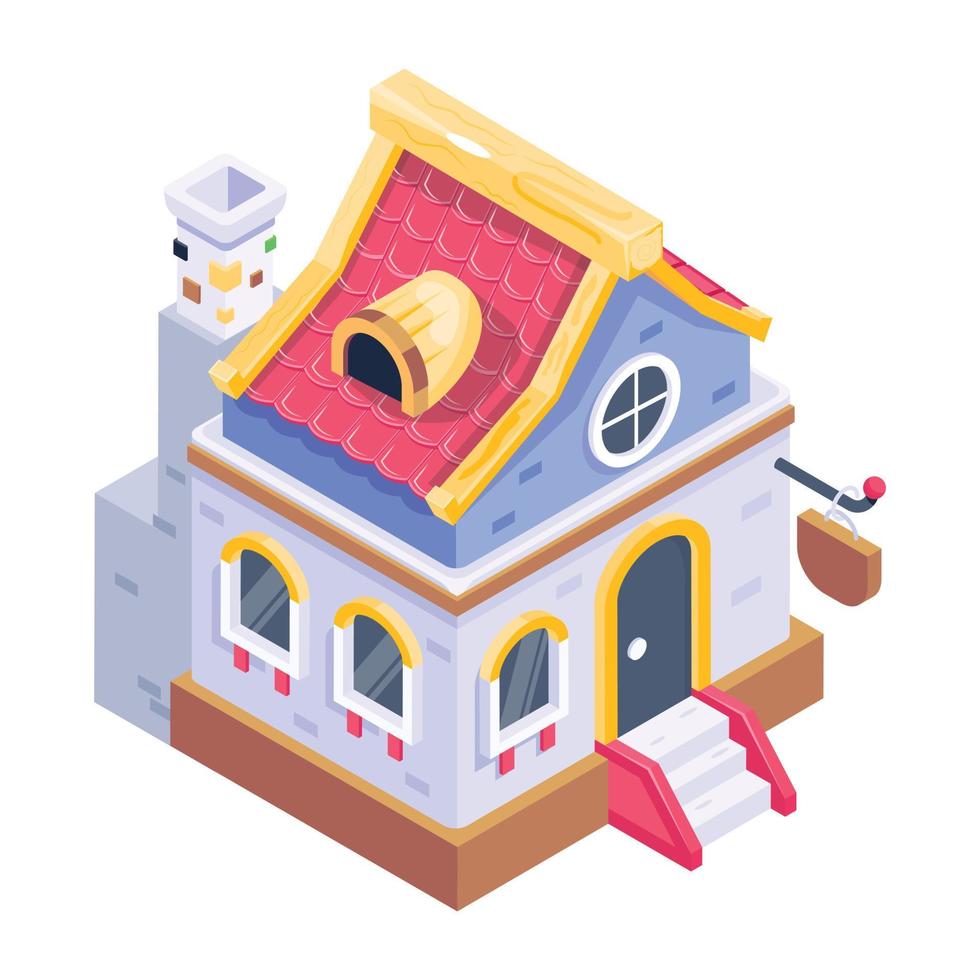 A trendy isometric icon of cottage vector