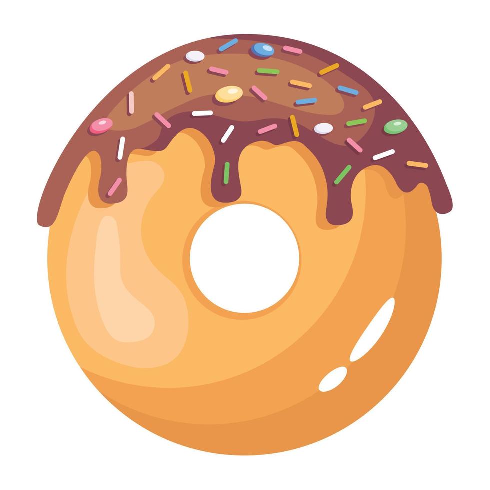 Delicious donut with chocolate dipping, isometric icon design vector