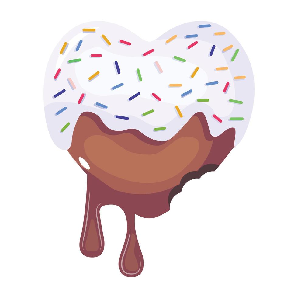 Heart chocolate with sprinkles, an isometric icon vector