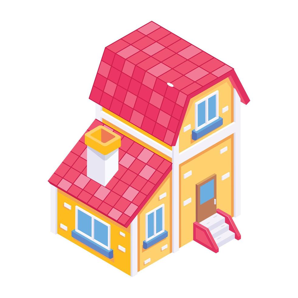 A trendy isometric icon of cottage vector