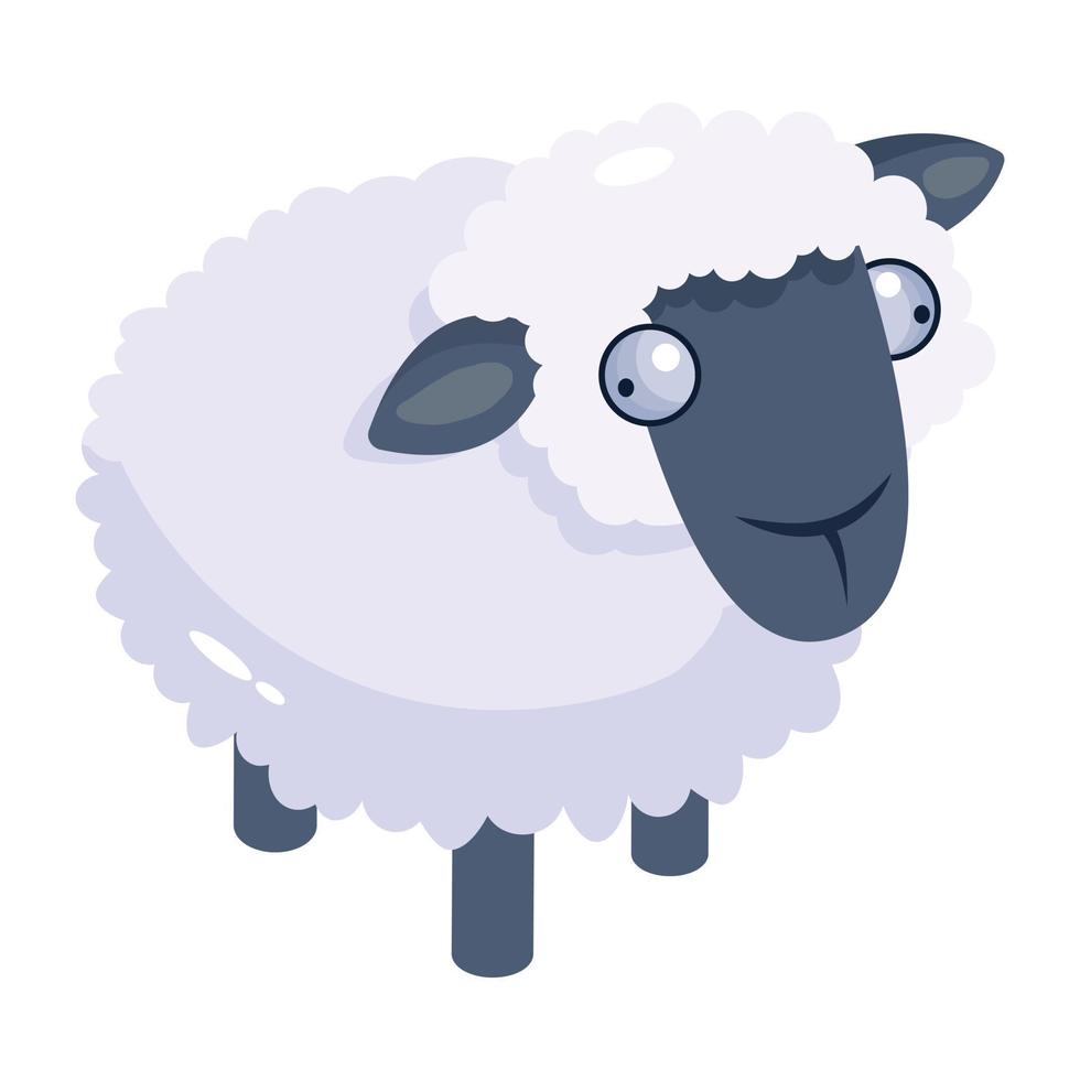 A cute isometric icon of sheep vector