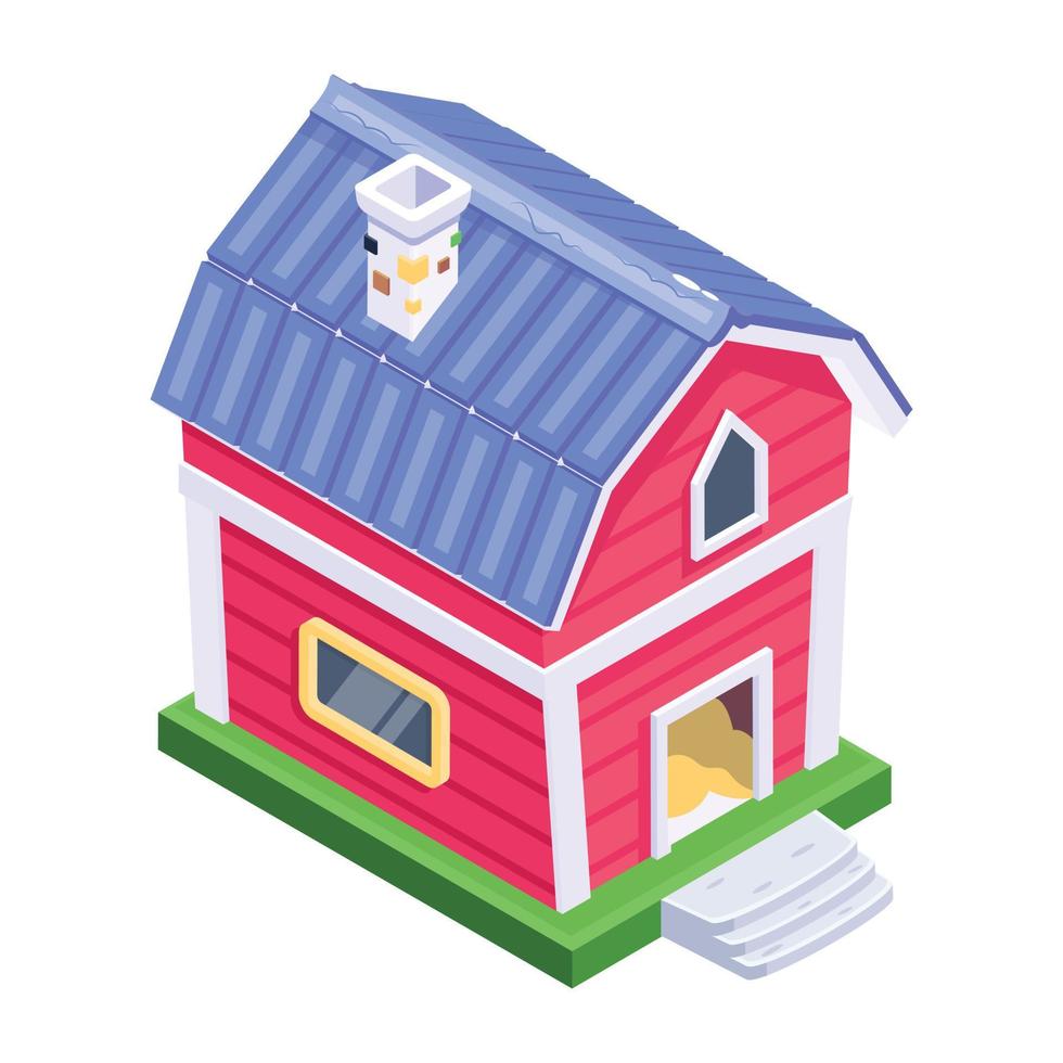 A trendy isometric icon of cottage vector