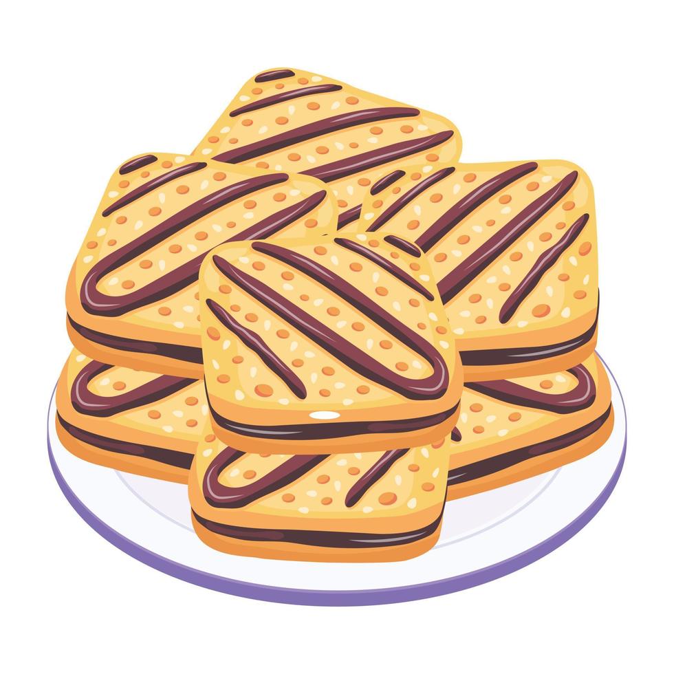 Yummy cream biscuits, an isometric icon design vector