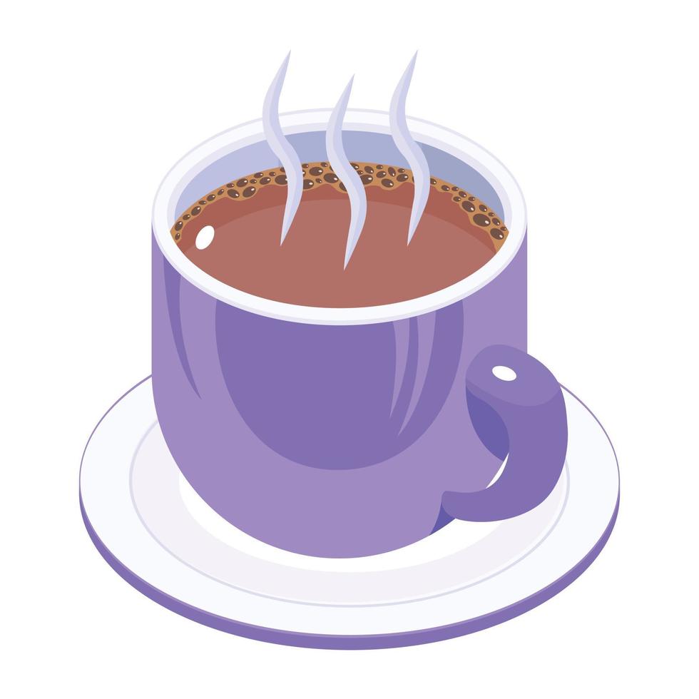 Get this isometric icon of hot coffee vector
