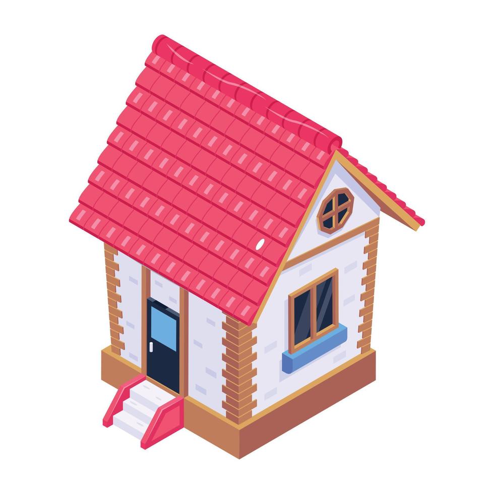A trendy isometric icon of cottage vector