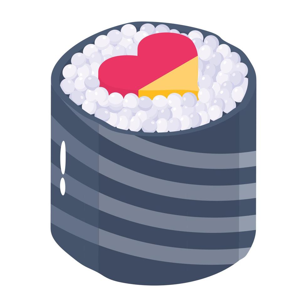 Japanese food, an isometric icon of sushi vector