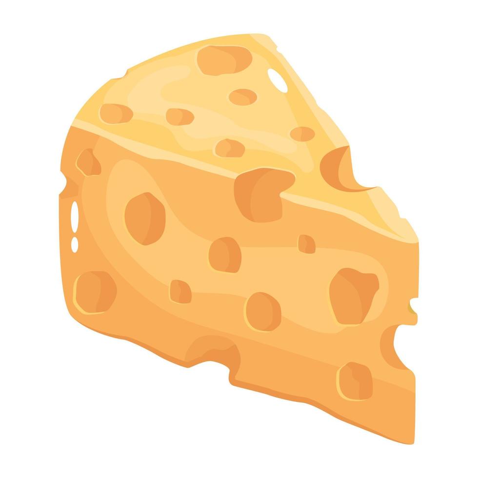 Dairy product, an isometric icon of cheese slice vector
